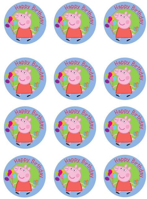 Peppa Pig Cupcake, Peppa Pig Cupcake Topper, Peppa Pig Printables, Peppa Pig Happy Birthday, Peppa Pig Stickers, Peppa Pig Party Decorations, Peppa Pig Cupcakes, Peppa Pig Birthday Party Decorations, Peppa Pig Cake Topper