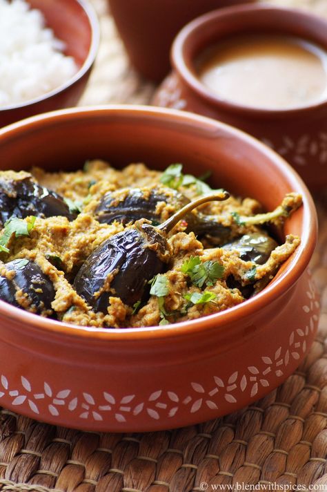 Gutti Vankaya, Peanut Masala, Brinjal Curry, Baby Eggplant, Eggplant Curry, Dry Coconut, Tastemade Recipes, Organic Foods, Masala Recipe