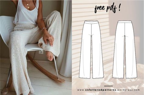 Women Pants Pattern, Free Pdf Sewing Patterns, Sewing Projects Clothes, Free Sewing Pattern, Sew Ins, Pants Sewing Pattern, Couture Mode, Diy Sewing Pattern, Clothes Sewing Patterns