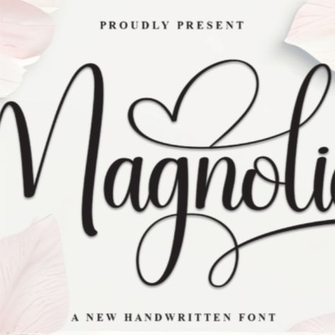 Magnolia is a fancy, elegant font that looks like beautiful handwriting. It's perfect for adding a touch of luxury and style to your designs.

#Scratchones #Calligraphy_Font #Classy_Font #Display_Font #Elegant_Font #Fashion_Font #Feminine_Font #Handwriting_Font #Invitation_Font #Lettered_Font #Letterhead_Font #Ligature_Font #Luxury_Font #Product_Font #Script_Font Font Ligature, Magnolia Font, Ligature Font, Feminine Font, Font Handwriting, Luxury Font, Fonts Creative, Beautiful Handwriting, Fancy Fonts