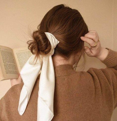 Style A Silk Scarf, Silk Scarf, A Woman, Hairstyles, Reading, Silk, Hair, White