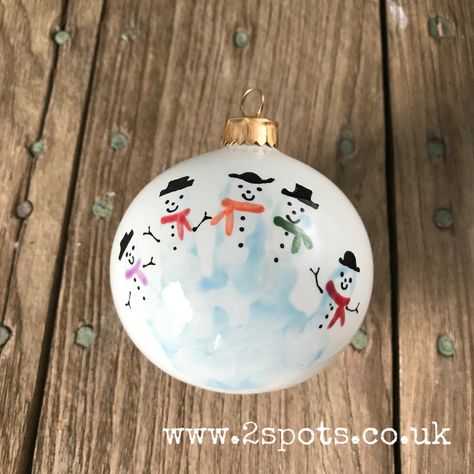 Snowman Handprint, Xmas Prints, Hand Painted Bauble, Winchester Hampshire, Handprint Christmas, Pottery Crafts, Hand Print, Pottery Painting, Christmas Baubles