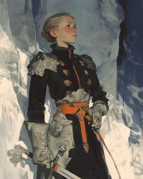 Imperial Character Design, Female Explorer Art, French Fantasy Art, Prison Guard Character Design, Character Design Art Style, How To Draw Concept Art, 1950 Character Design, Dnd Inspiration Art, Someone Painting Reference