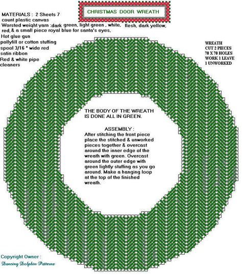 wreath Plastic Canvas Wreaths For All Seasons, Plastic Canvas Wreath Patterns Free, Plastic Canvas Wreath Patterns, Plastic Canvas Wreaths, Plastic Canvas Wreath, Free Plastic Canvas, Holiday Garland, Plastic Canvas Ornaments, Material Wreaths