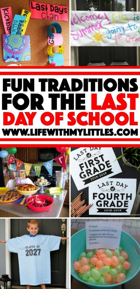 These fun traditions for the last day of school are so creative! If you're looking for a fun way to celebrate your child's last day of school, check out this great list! #lastdayofschool #traditions #elementaryschool #preschool First Day Of School Traditions, School Traditions, The Last Day Of School, School Daze, School Celebration, School Memories, 1st Day Of School, Beginning Of School, School Time