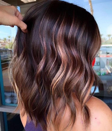 Hair With Strawberry Blonde Highlights, Balayage Styles, Partial Balayage, Brown Hair Color Shades, Balayage Straight Hair, Balayage Long Hair, Partial Highlights, Blonde Highlights On Dark Hair, Strawberry Blonde Highlights