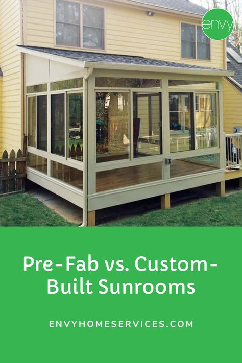 Metal Roof Screened In Porch, Built In Sunroom, Diy Three Season Room, Sun Porches Enclosed, How To Build A Sunroom Addition, Small Three Season Room, Prefab Sunroom Room Additions, Deck Converted To Sunroom, Deck Turned Into Sunroom