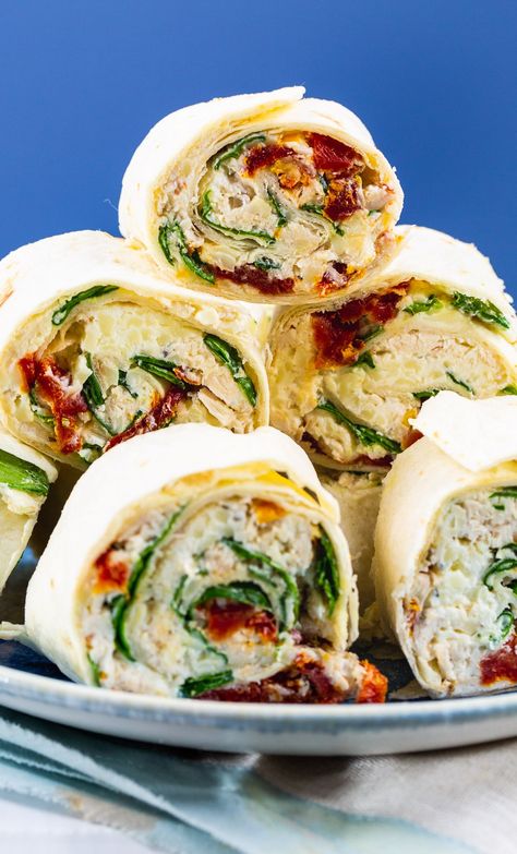 Tortilla Pinwheels Recipe, Favorite Party Appetizers, Spinach Wrap, Chicken Pinwheels, Tortilla Pinwheels, Spicy Southern Kitchen, Spinach Wraps, Pinwheel Recipes, Southern Kitchen