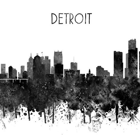 Detroit Skyline Tattoo, Detroit City Skyline, Detroit Tattoo, Detroit Wallpaper, Skyline Tattoo, Skyline Drawing, Detroit Skyline, Detroit Art, City Branding