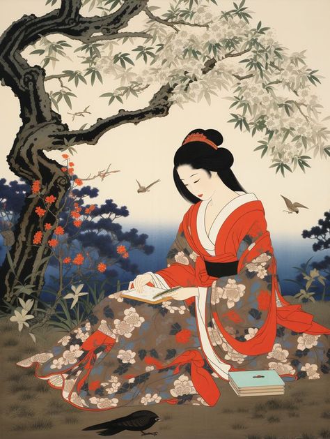 Japanese Art Old, Japanese Geisha Painting, Old Japanese Paintings, Japanese Illustration Traditional, Traditional Japanese Woman Art, Traditional Japanese Geisha Drawing, Japanese Traditional Art Paintings, Japanese Drawing Traditional, Traditional Japanese Geisha Art