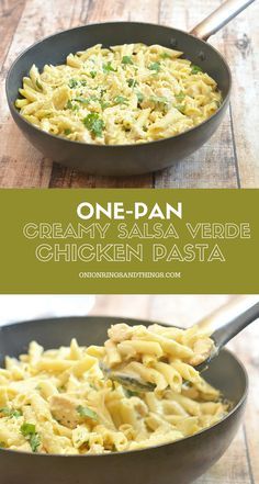 One-Pan Creamy Salsa Verde Chicken Pasta is creamy, cheesy, slightly spicy, and a must-try! It's quick and easy to make, requires few simple ingredients, and cooks in one pan! Creamy Salsa Verde Chicken, Creamy Salsa Verde, Creamy Salsa, Verde Chicken, Salsa Verde Chicken, Creamy Chicken Pasta, Chicken Skillet, Fettuccine Alfredo, One Pan