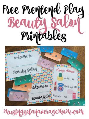 Free pretend play beauty salon printable + free printable Kawaii money! Preschool Beauty Shop Activities, Beauty Shop Dramatic Play, Beauty Salon Dramatic Play, Kawaii Money, Pretend Play Activities, February Preschool, Pretend Play Printables, Play Preschool, Play Printables