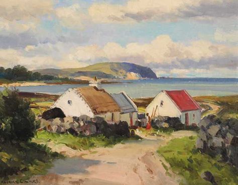 Cottage Paintings, Ireland Art, Popular Paintings, County Donegal, Irish Cottage, Street Gallery, Irish Art, Irish Traditions, Abstract Landscape Painting