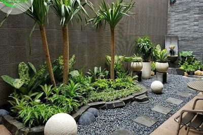 Jasa Tukang Taman Kering Surabaya Japanese Style Garden, Tropical Garden Design, Minimalist Garden, Courtyard Design, Dry Garden, Areas Verdes, Diy Garden Furniture, Home Garden Design, Cafe Interior Design