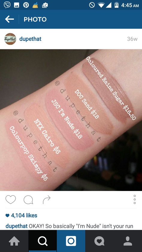 #lip #swatch #dupe #colourpop #nyx #doseofcolors #nude Nyx Cairo, Dose Of Colors, Cairo, Nyx, Shampoo Bottle, Nail Polish, Lips, Makeup, Beauty