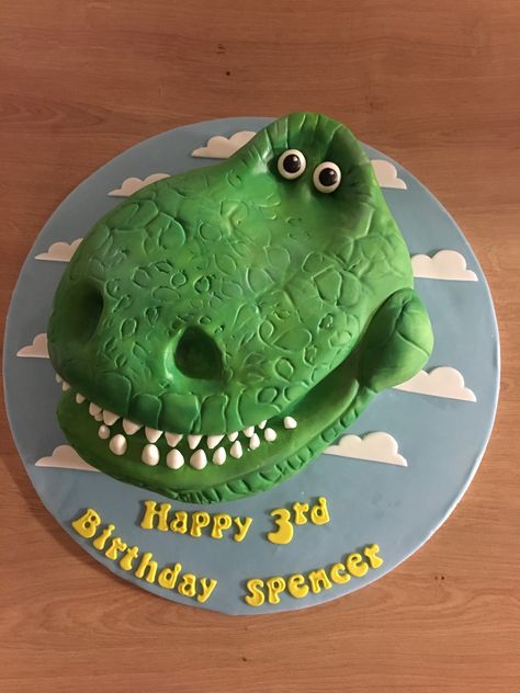 Rex from Toy Story cake Rex Cake Toy Story, Rex Birthday Party Toy Story, Toys Story Cake, Rex From Toy Story, Birthday Party Toy Story, Toy Story Birthday Cake, T Rex Cake, T Rex Toys, Toy Story Baby