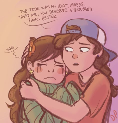 The girl Dipper is now comforting Mable because of what happened with a guy Female Dipper Pines, Mable And Dipper, Tenkai Knights, Mable Pines, Garden Falls, Monster Falls, Reverse Gravity Falls, Trans Art, Gravity Falls Au