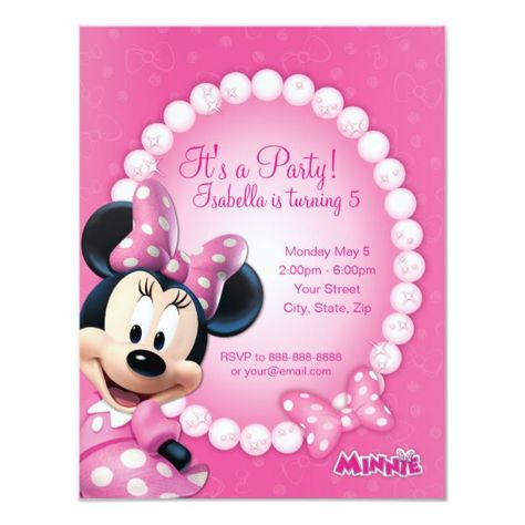 Pink And White Birthday, Winter Onederland Birthday Invitations, Kids Bridal, Minnie Mouse Birthday Invitations, Minnie Mouse Invitations, Disney Birthday Party, Winter Onederland Birthday, Girl Birthday Party Invitations, White Birthday