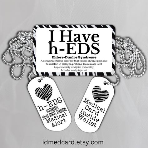 Hypermobile Ehlers Danlos Syndrome Medical Card PACKAGE, Ehlers-Danlos Alert, h-Eds Zebra Awareness, Rare Disease warrior, Id hEds Ehlers Danlos Syndrome Quotes, Hypermobile Ehlers Danlos Syndrome, Ehlers Danlos Syndrome Hypermobility, Syndrome Quotes, Myofascial Pain Syndrome, Ehlers Danlos Syndrome Awareness, Medical Card, Ehlers Danlos, Ehlers Danlos Syndrome