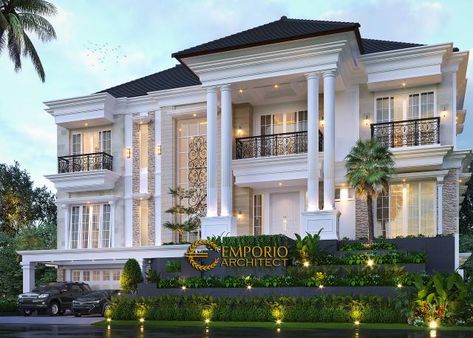 Classic Villa Exterior, Villa Exterior Design, Fasad Design, Home Designs Exterior, Classical House, Classic House Exterior, Classic House Design, Neoclassical Architecture, House Design Pictures