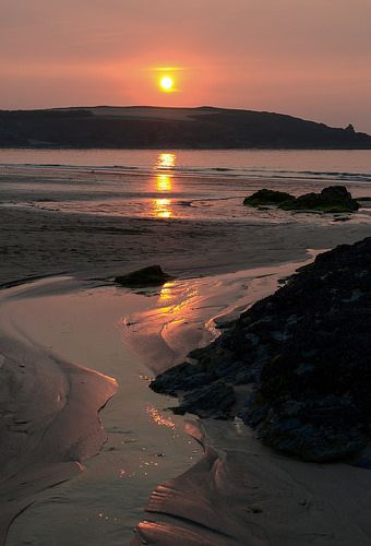 Sunset on Harlyn Bay, Cornwall | by CarolynEaton Harlyn Bay Cornwall, Cornwall Life, Romantic Locations, Beach Inspired Tattoos, Tattoo Beach, Cornwall Beaches, England Summer, Beach Tattoo, Beautiful Outdoor Spaces