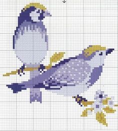 two birds cross stitch Cross Stitch Bird, Needlework Patterns, Crochet Tapestry, Cross Stitch Animals, Free Cross Stitch, A Cross, Cross Stitch Flowers, Plastic Canvas Patterns, Cross Stitch Charts