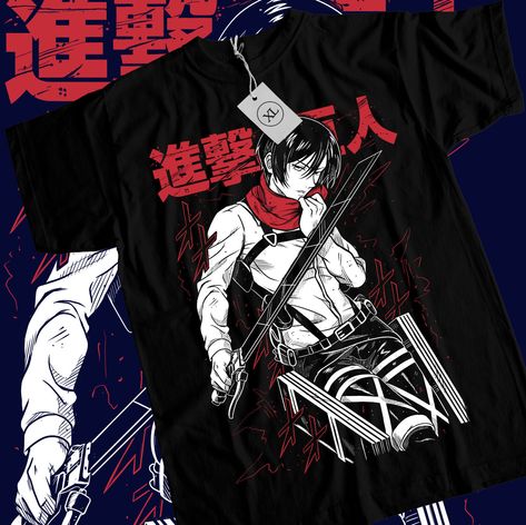 Mikasa T-shirt Attack on Titan Shirt Shingeki No Kyojin Anime AOT shirt Streetwear Typography, Attack On Titan Shirt, Typography Tshirt Design, Anime Tshirt, Typography Tshirt, Custom Tshirt Design, Anime Shirt, Tshirt Design, Design Ad