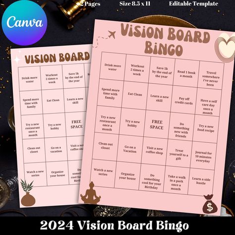 Vision Board Bingo Template, 2024 Personal Goals Bingo Game, Aesthetic Vision Board Printable, Vision Board Activity, Vision Board Party 2024 Bingo Template, Bingo Board Ideas, Vision Board Bingo Card, 2024 Bingo Vision Board, Vision Board Party Games, 2024 Vision Board Bingo Card, Bingo Vision Board, Vision Board Bingo, Vision Board Activity