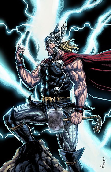 Thor colors by spidey0318 on DeviantArt Thor Marvel Comics Art, Marvel Thor Art, Thor Artwork, Asgard Marvel, Thor Comic Art, Thor Wallpaper, Thor Art, Thor God Of Thunder, Thor God