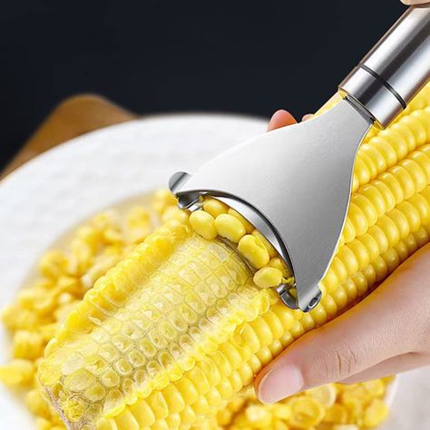 PRICES MAY VARY. 【Corn Cob Peeler】The serrated design makes the corn scraper sharper, but not dangerous. Help you get fresh corn kernels quickly and easily with this corn threshing tool. Easily and efficiently remove corn from the cob with no mess and saves food. 【High Quality Stainless Steel Corn Slicer Thresher】Our corn cutter thresher is made of high quality 304 stainless steel, which is durable, and the corn knife peeler can remove fresh corn kernels in seconds. The durable stainless steel c Corn Removal, Eid Al-adha, Potato Peeler, W Hotel, Vegetable Tools, Corn Kernel, Rv Parts And Accessories, Corn On Cob, Vegetable Peeler