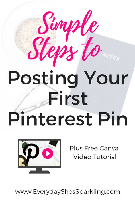 Simple tips for everything you need to know on post your first pin in Pinterest successfully. Simple, easy, how-to steps with a video tutorial to get your first pin posted successfully #pin #pinterest #howtopin #pinterestmarketing Pinterest Tutorial, Pinterest Tutorials, Business Pinterest, Pinterest Marketing Business, Pinterest Advertising, Learn Pinterest, Pinterest Growth, Pinterest Seo, Pinterest Marketing Strategy