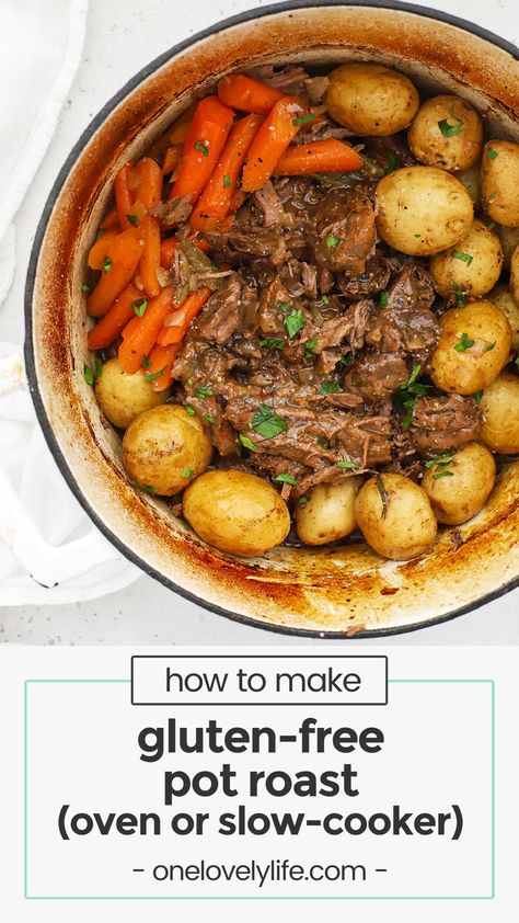 Gluten Free Dairy Free Pot Roast, Gf Pot Roast, Gluten Free Chuck Roast Recipes, Beef Stew Crock Pot Recipes Gluten Free, Gluten Free Beef Stew Crock Pot, Whole 30 Pot Roast, Gluten Free Pot Roast, Roast Dutch Oven, Gluten Free Roast