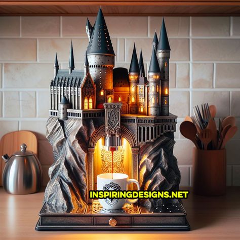 These Hogwarts and Disney Castle Coffee Makers Will Brew Magic in Your Kitchen! Hogwarts Home Decor, Fantastic Beasts Book, Disney Hogwarts, Harry Potter Font, 80s Clothes, Castle Window, Harry Potter Food, Harry Potter Merchandise, Hogwarts Castle