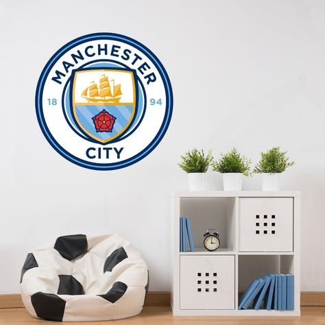 Beautiful Game Manchester City Official Crest Set Wall Sticker - MCFC Decal Football Vinyl Poster Print (60) : Amazon.co.uk: Sports & Outdoors City Bedroom Ideas, Manchester City Bedroom, City Bedroom, Football Bedroom, Football Decal, Manchester City Wallpaper, Stadium Art, Vinyl Poster, Football Wall Art