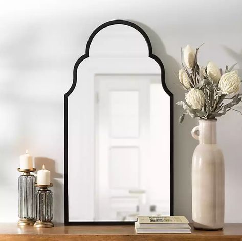 Mirror With Wood Frame, Black Bathroom Mirror, Arch Wall Mirror, Black Arch, Mirror For Wall, Arch Wall, How To Clean Mirrors, Arched Mirror, Unique Mirrors