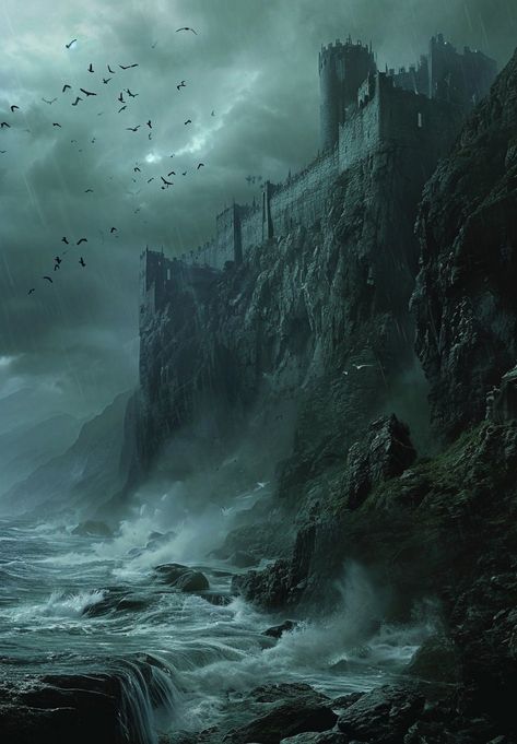 Home / X Coastal Castle Fantasy Art, Adventure Fantasy Art, Dark Fantasy Inspiration, Fantasy World Inspiration, Coastal Castle, Ocean Castle, Dnd City, Dragon Island, Kaer Morhen