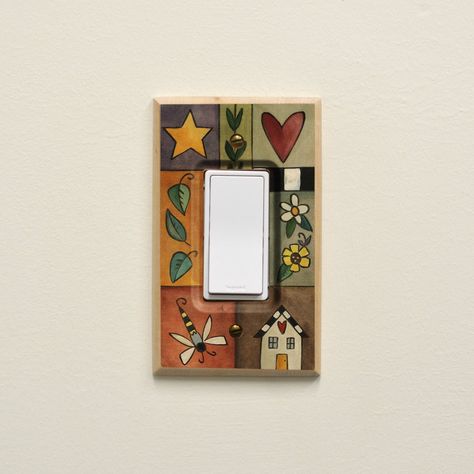 Rocker Light Switch Covers, Painted Light Switch Plates Ideas, Hand Painted Light Switch Covers, Light Switch Painting, Diy Light Switch Cover Ideas, Lightswitch Ideas, Lightswitch Ideas Painting, Painted Light Switch Plates, Outlet Painting Ideas