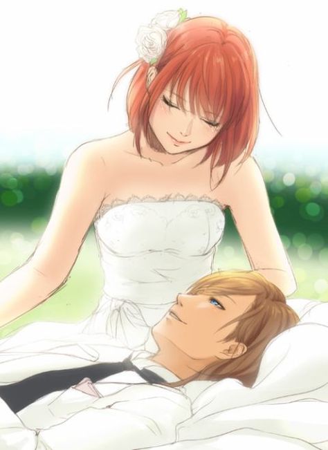 Ren laying his head atop of Haruka's lap. So adorable! Head In Lap Reference, Laying On Lap Couple, Anime Side View, Nanami Haruka, Jinguji Ren, Couple Poses Drawing, Live Backgrounds, Anime Head, Body Base Drawing