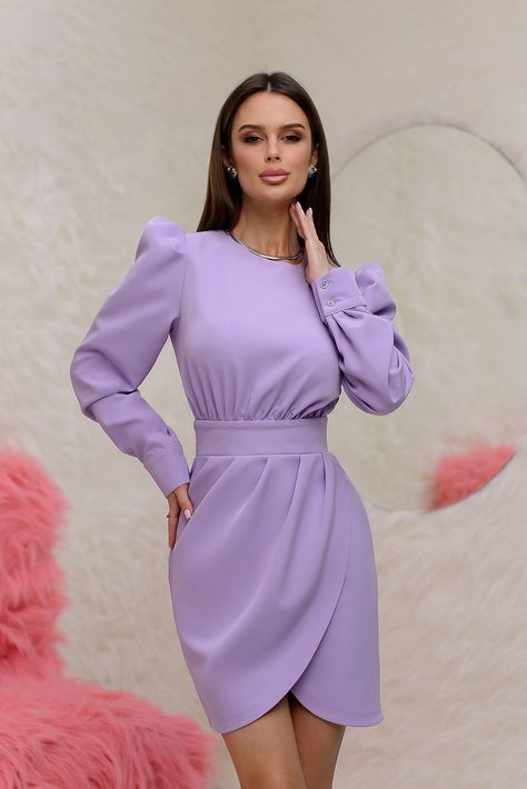 Channel graceful glamour with our Lavender Long Sleeve Mini Dress. Featuring a flattering silhouette and a soft lavender hue, this dress exudes elegance and sophistication. Whether you're attending a cocktail party or a dinner date, it's the perfect choice for making a stylish statement with ease.

#minidress #dress #dresses #longsleeve #eveningdress #weddingdress #stylish Soft Lavender, Wear Store, Puff Sleeve Dresses, Dinner Date, Crop Top Shirts, Women's Wear, Long Sleeve Mini, Affordable Clothes, Dress Suits