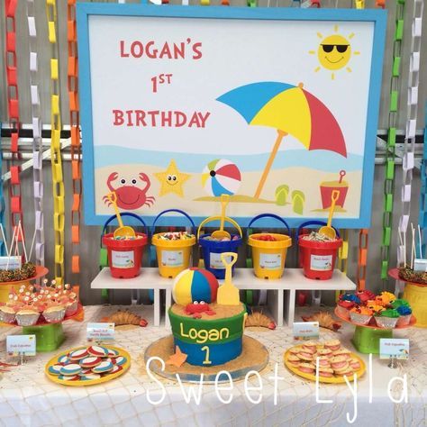 Beach Theme Birthday Party, Kids Beach Party, Beach Theme Birthday, Splash Party, Beach Birthday Party, Birthday Party Set, Pool Birthday, Photo Summer, Beach Themed Party