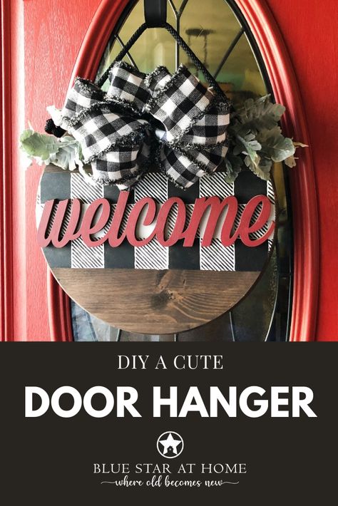 video here Door Hanger Tutorial, Fusion Paint, Wooden Hanger, Wooden Hangers, Wood Rounds, Wood Glue, Flower Photos, Have You Seen, Blue Star