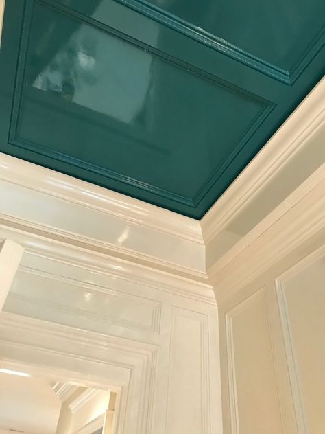 Fine Paints Of Europe Dutch Enamels | Gregory's Paint and Flooring Powder Room Paint, Craftsman Window, Millwork Wall, Fine Paints Of Europe, Lacquered Walls, Ceiling Trim, Level Homes, Painted Ceiling, Hus Inspiration