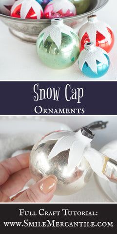 How To Redo Old Christmas Ornaments, Decorating Glass Ornaments, Cheap Ornaments, Snow Design, Snow Pattern, Snow Cap, Christmas Globes, Vintage Christmas Crafts, Glass Christmas Balls