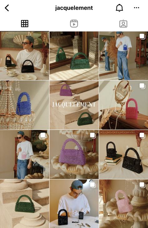 Bag Shop Instagram Feed, Handbag Instagram Feed, Crochet Bag Photography Ideas, Photoshoot Bags Ideas, Crochet Instagram Feed, Bag Photoshoot, Instagram Boutiques, Beaded Jewelry Pattern, Instagram Feed Planner