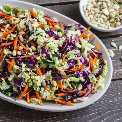 Salad Kit Recipes, Gf Sides, Low Carb Coleslaw, Pumpkin Seed Salad, Best Salads Ever, Salad Kit, Seed Salad, Summertime Salads, Homemade Coleslaw