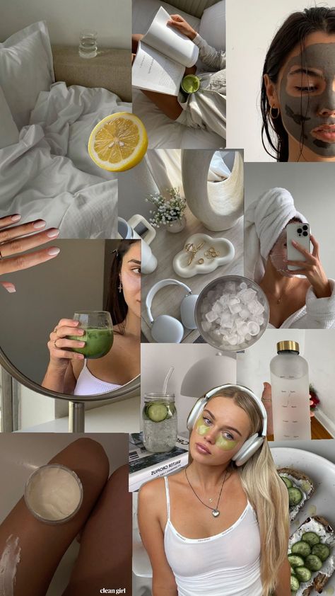 Loving the clean girl aesthetic 🫧🍋🥬🌿 #cleangirl #clean #aesthetic #thatgirl #white #healthy #preppy #skincare Clean Girl Vibes, Healthy Girl Era, Clean Girl Era, Beauty Habits, Clean Lifestyle, Vision Board Images, Girl Aesthetics, Dream Vision Board, Clean Aesthetic