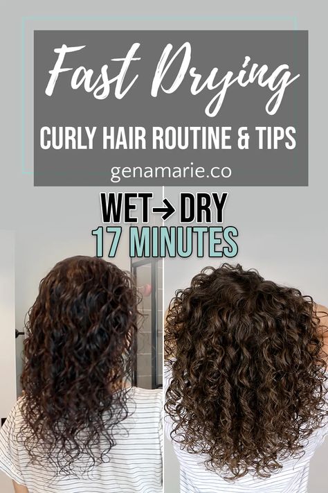 How to Reduce Drying Time | Fast-Drying Curly Hair Routine – Gena Marie Curly Girl Method Routine, How To Bun, Blow Dry Curly Hair, Curly Hair Diffuser, Curly Hair Techniques, Pink Blonde, Hair Tricks, High Porosity Hair, Curly Hair Care Routine