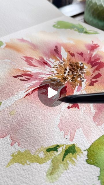 Abstract Watercolor Flower, Loose Watercolor Flowers, Painting Flowers Tutorial, Peony Art, Watercolor Flowers Tutorial, Floral Watercolor Paintings, Creative Bookmarks, Peony Painting, Painting Paper