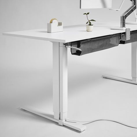 Sit Stand Desk Cable Management | Humanscale Cable Management For Standing Desk, Table Cable Management, Desk Hardware, Under Desk Cable Management, Cable Management Desk, Desk Cable Management, Smart Desk, Corporate Offices, Home Office Layout