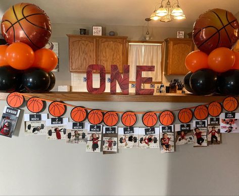 Sports Themed 1st Birthday Boys, Rookie Year First Birthday Basketball, 1st Birthday Basketball Theme, Basketball 1st Birthday Party, Basketball First Birthday Party, Basketball 1st Birthday, Basketball Theme Birthday Party, Basketball Banquet, Basketball Themed Birthday Party